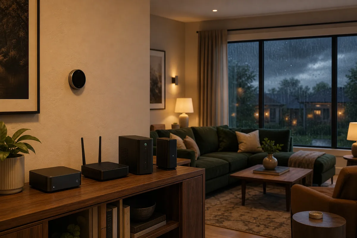 Local smart home router, hub, and server hardware for internet outage planning