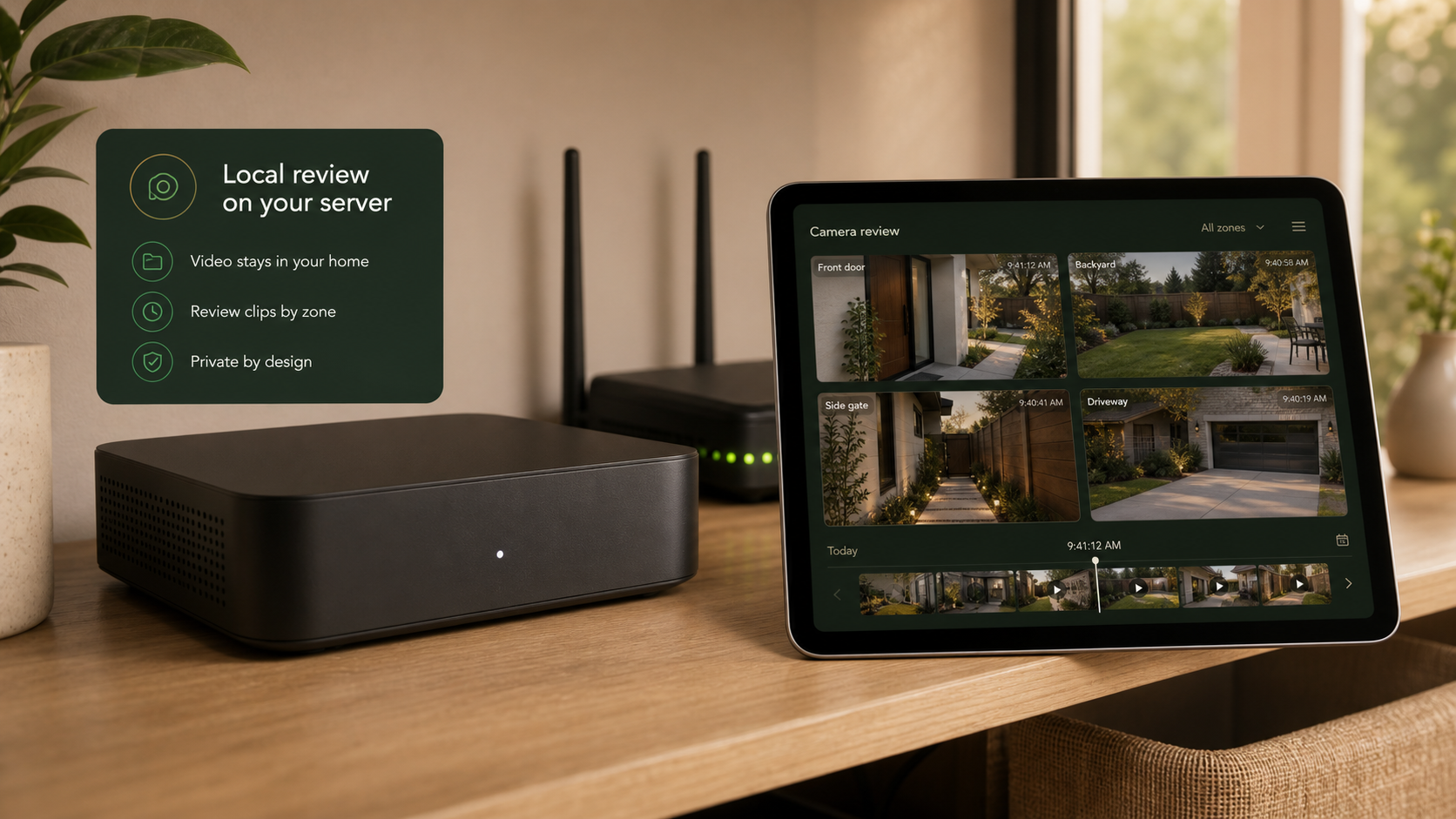 A local smart home camera review workflow that separates recording and viewing layers